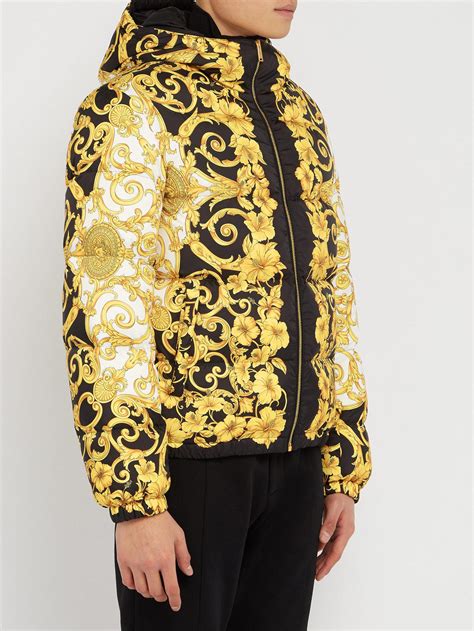 Versace Print Hooded Down Jacket on SALE 